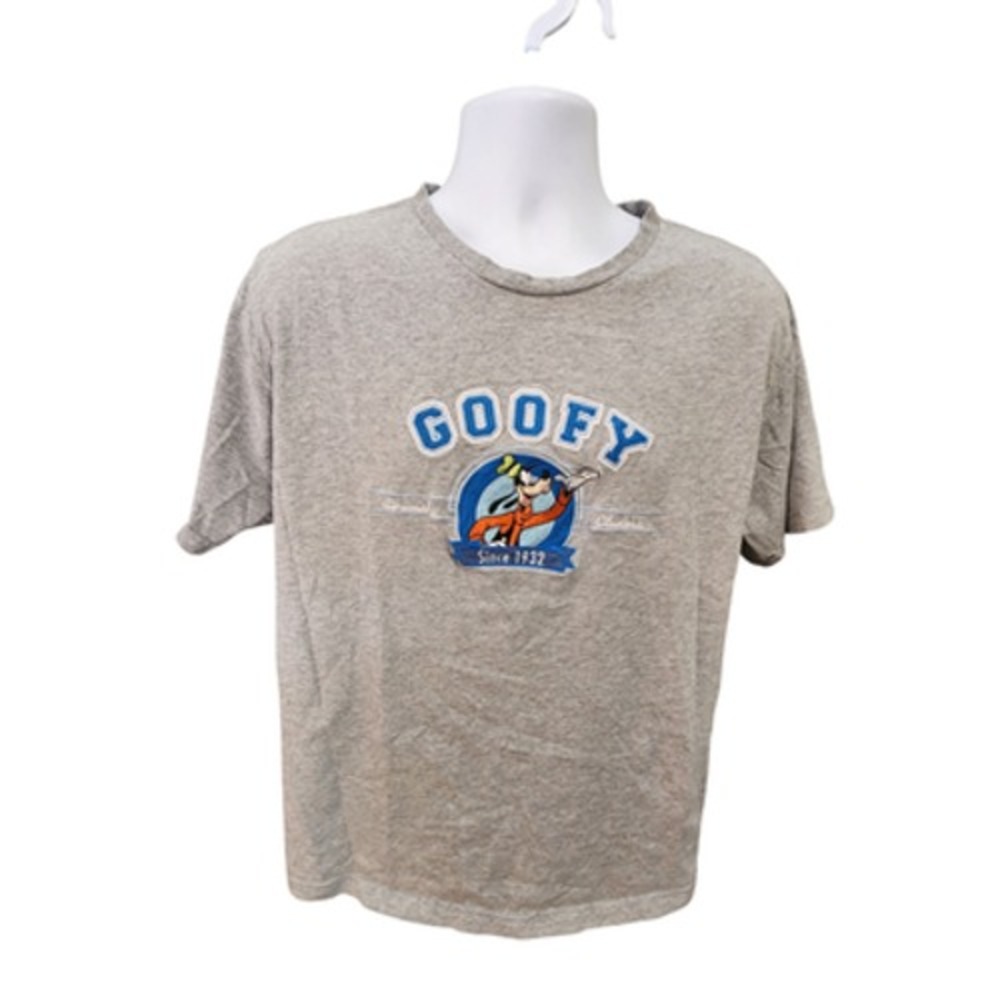 Walt Disney World Men's Size Large T-Shirt Gray Cotton Goofy Graphic Embroidered